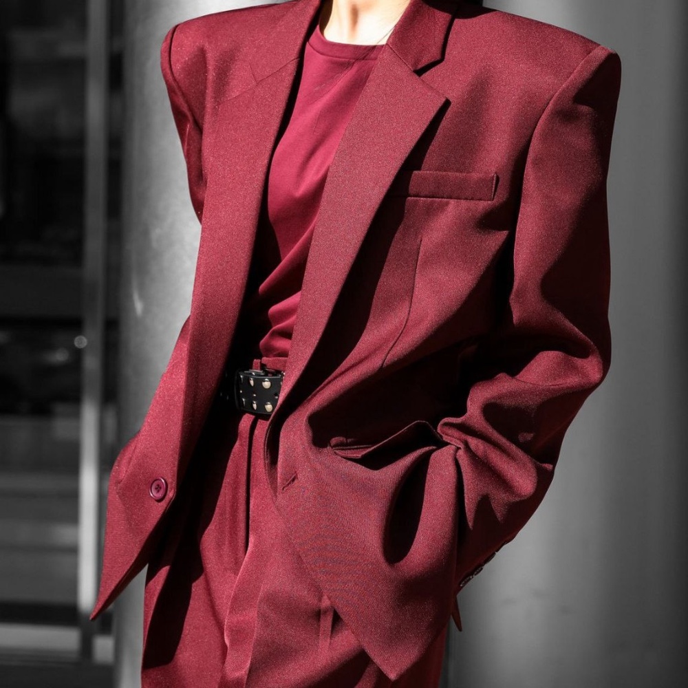 The Frankie shop Burgundy Blazer Women Jacket Suit Red Blazer